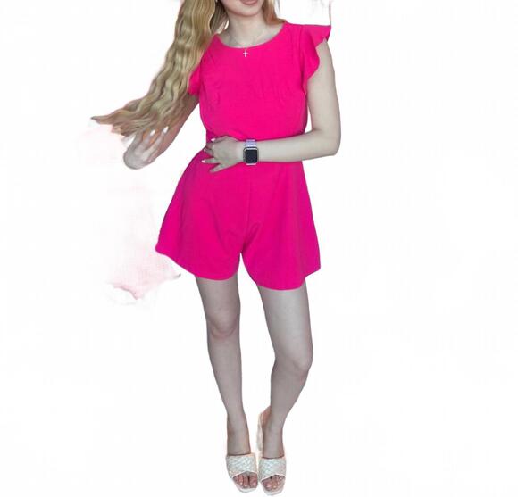 SHE + SKY Pants - NEW SHE + SKY barbie short sleeves romper in hot pink
